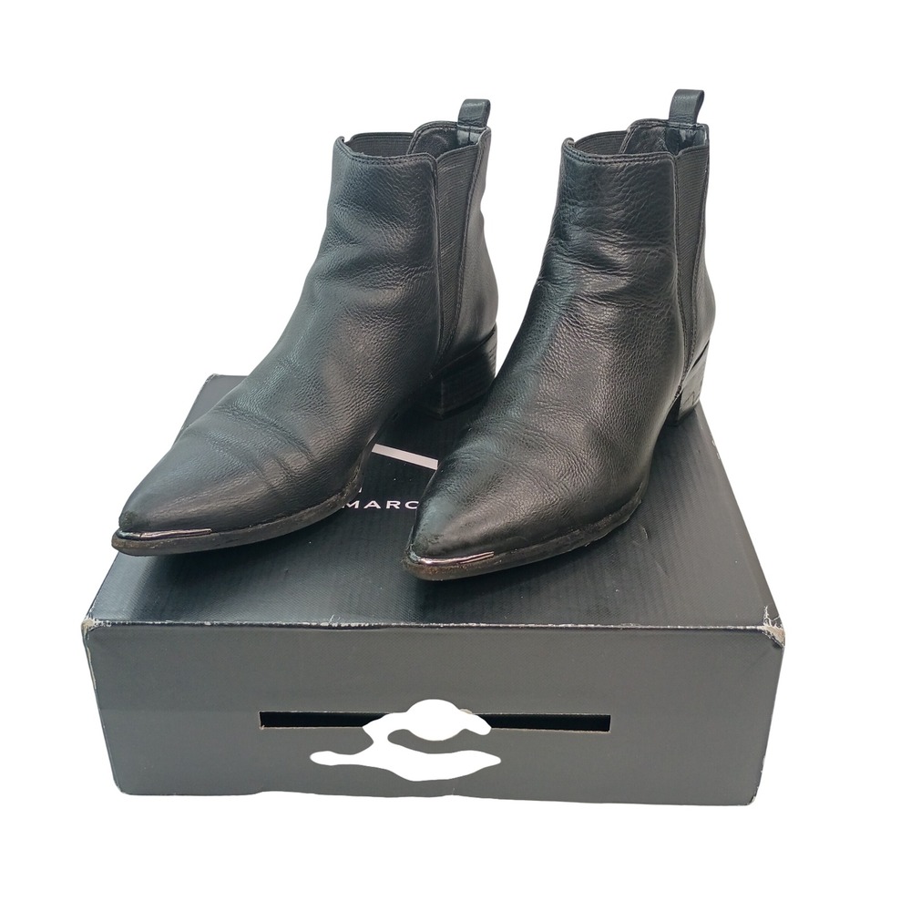 Marc Fisher LTD Yale Black Leather Chelsea Boots Pointed Toe Womens 6.5M
